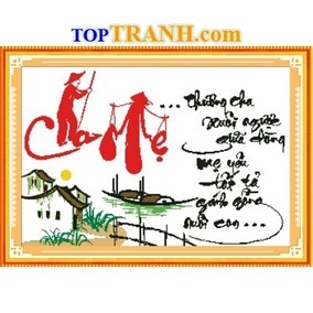 Tranh thêu chữ thập cha mẹ